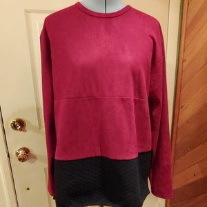 Decibel wine and black suede like top